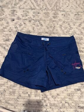 Guy Harvey Blue Navy Ripstop Fishing Board Shorts 4